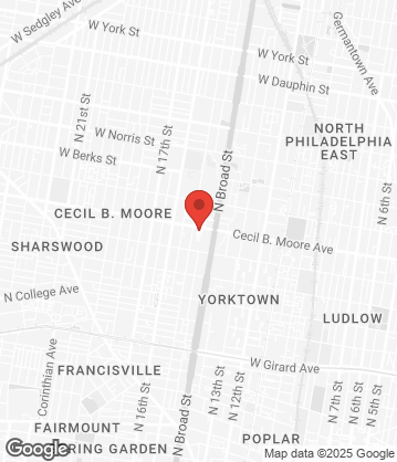 Map of 1424 Cecil B Moore Ave, Philadelphia, PA 19121